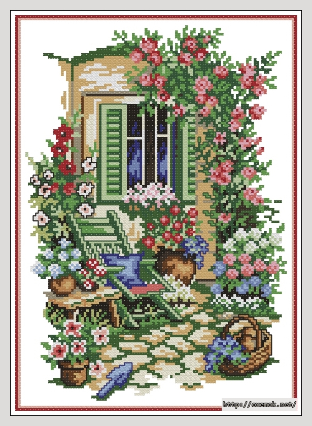 Download embroidery patterns by cross-stitch  - Дворик, author 