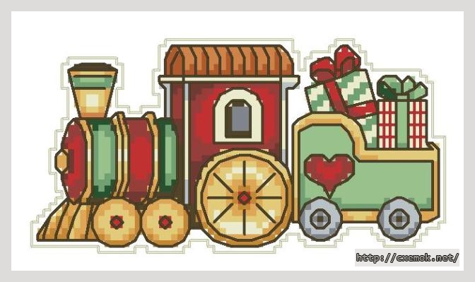 Download embroidery patterns by cross-stitch  - Train ornament, author 