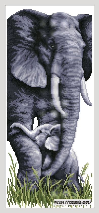 Скачать схемы вышивки нитками / крестом  - Elephant baby, автор 