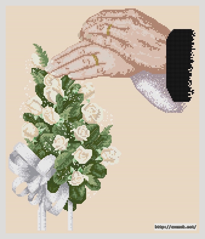 Скачать схему вышивки нитками Wedding bouquet, автор 