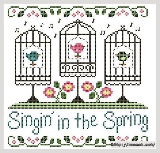 Download embroidery patterns by cross-stitch  - Singin in the spring