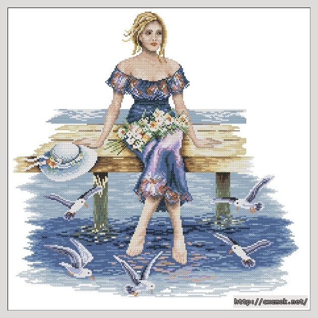 Download embroidery patterns by cross-stitch  - Enjoying a summers evening, author 