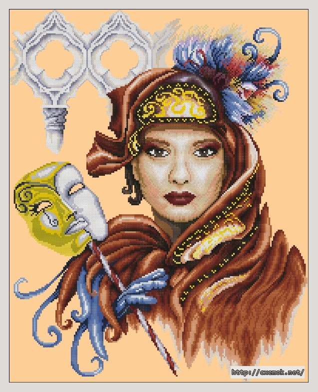 Download embroidery patterns by cross-stitch  - Venetian mask, author 