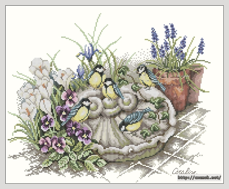 Завантажити схеми вишивки нитками / хрестом  - Meesjes met fontein coraline, автор 