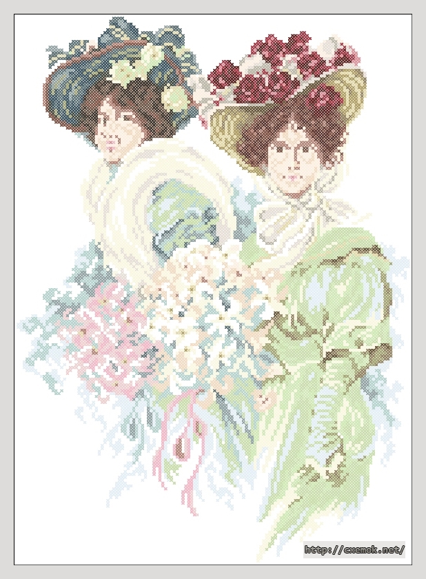 Download embroidery patterns by cross-stitch  - Dames met grote hoeden, author 