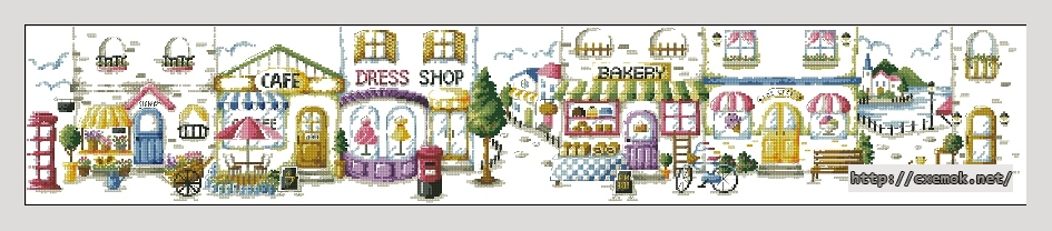 Download embroidery patterns by cross-stitch  - Blue sky street, author 