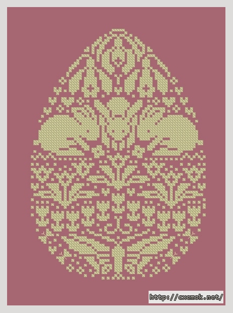 Download embroidery patterns by cross-stitch  - Osterhasenei rot