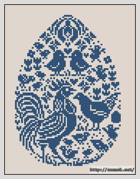 Download embroidery patterns by cross-stitch  - Huhnerosterei blau