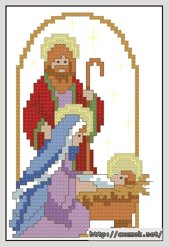 Download embroidery patterns by cross-stitch  - The holy family