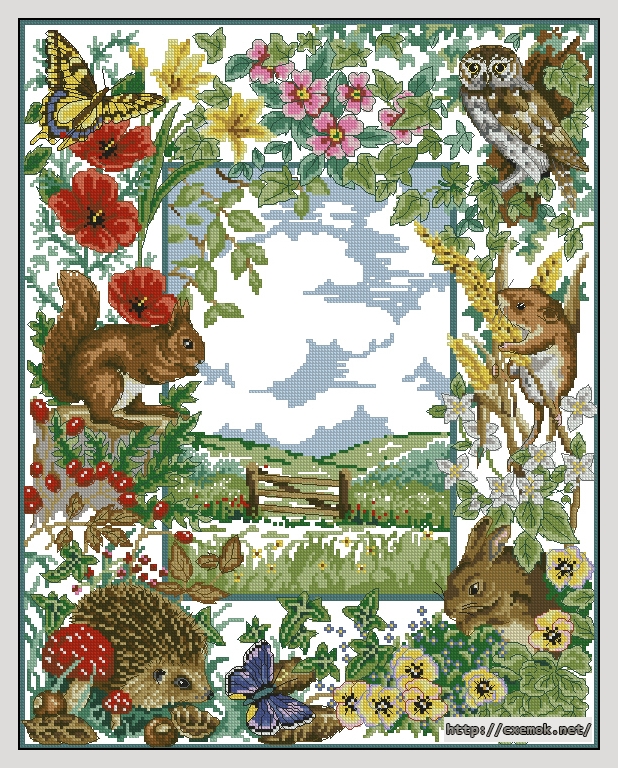 Скачать схемы вышивки нитками / крестом  - Wildlife of the hedgerow, автор 