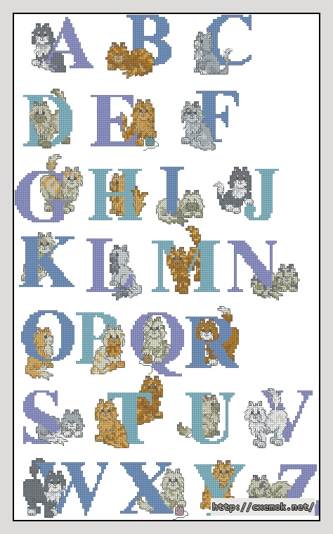 Download embroidery patterns by cross-stitch  - Cats alphabet