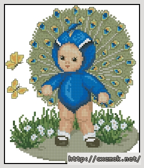 Скачать схемы вышивки нитками / крестом  - Peacock baby, автор 