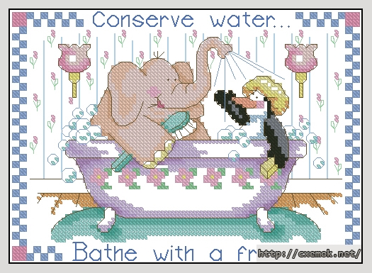 Download embroidery patterns by cross-stitch  - Bathe with a friends, author 