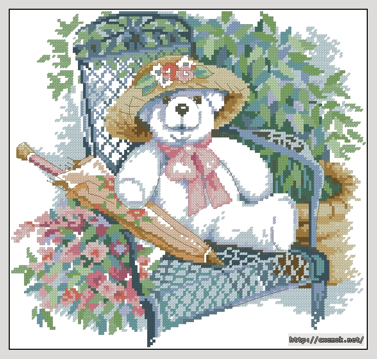Download embroidery patterns by cross-stitch  - Parasol bear, author 