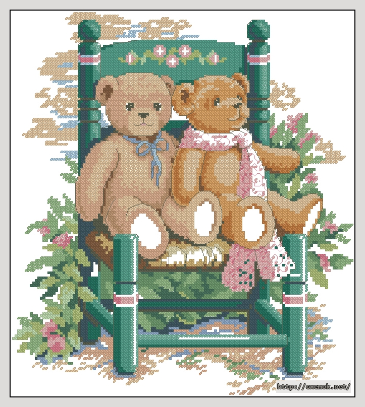 Download embroidery patterns by cross-stitch  - Pair of bears, author 