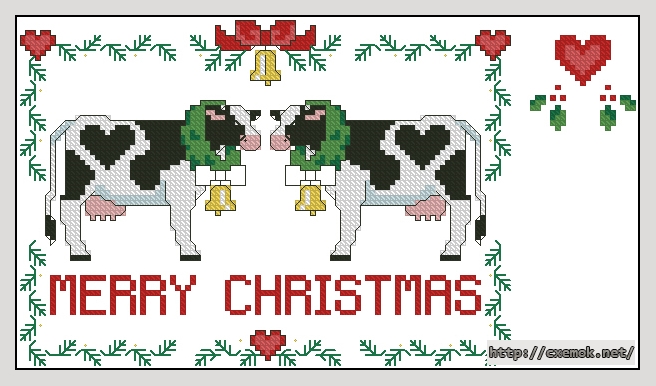 Download embroidery patterns by cross-stitch  - Cows in border, author 