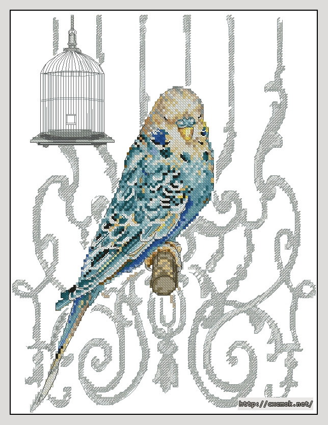 Download embroidery patterns by cross-stitch  - Bird in cage, author 