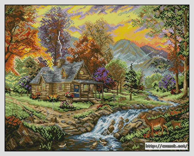 Download embroidery patterns by cross-stitch  - Mountain retreat, author 