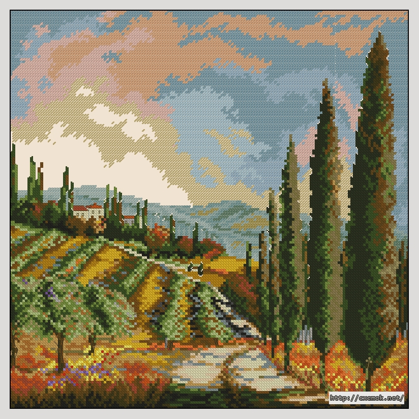 Download embroidery patterns by cross-stitch  - Valley vineyard, author 