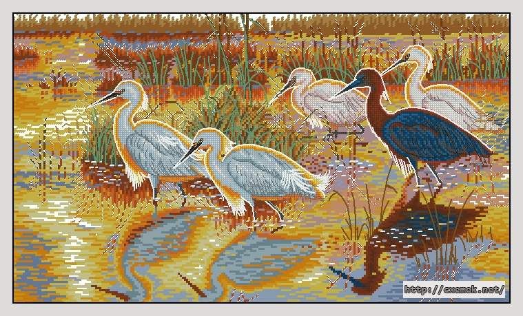 Download embroidery patterns by cross-stitch  - Egrets, author 