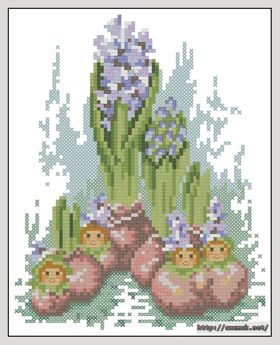 Download embroidery patterns by cross-stitch  - Малыши-гиацинты, author 