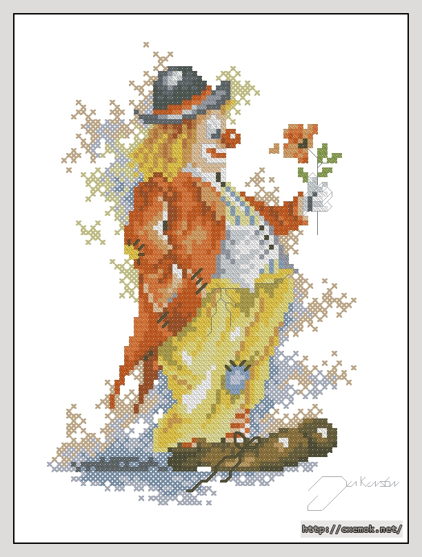 Download embroidery patterns by cross-stitch  - Clown met bloemen, author 