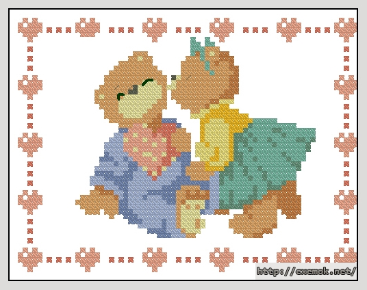 Download embroidery patterns by cross-stitch  - Twee beertjes, author 