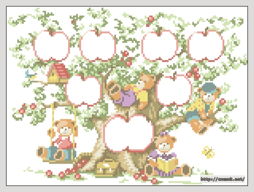 Download embroidery patterns by cross-stitch  - Berenstamboom met appels, author 