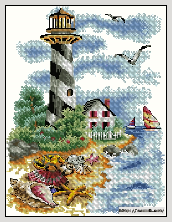 Download embroidery patterns by cross-stitch  - A way to the lightouse, author 