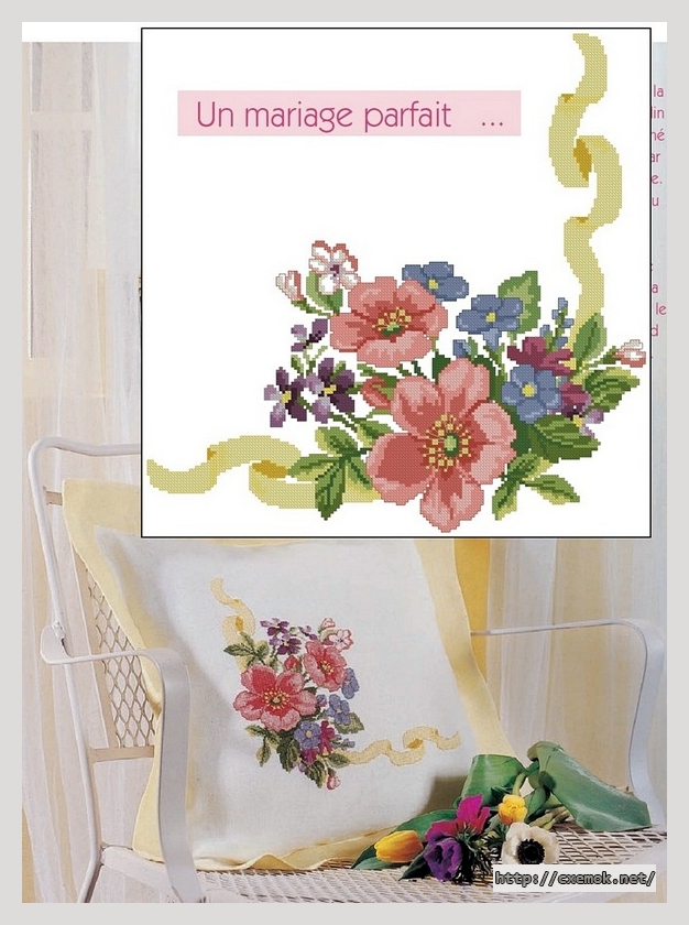 Download embroidery patterns by cross-stitch  - Un mariage parfait - pillow