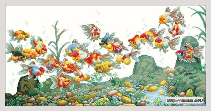 Скачать схему вышивки нитками Colorful Fish, автор 