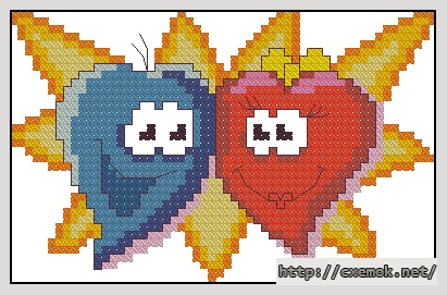 Download embroidery patterns by cross-stitch  - Сердечки (love), author 