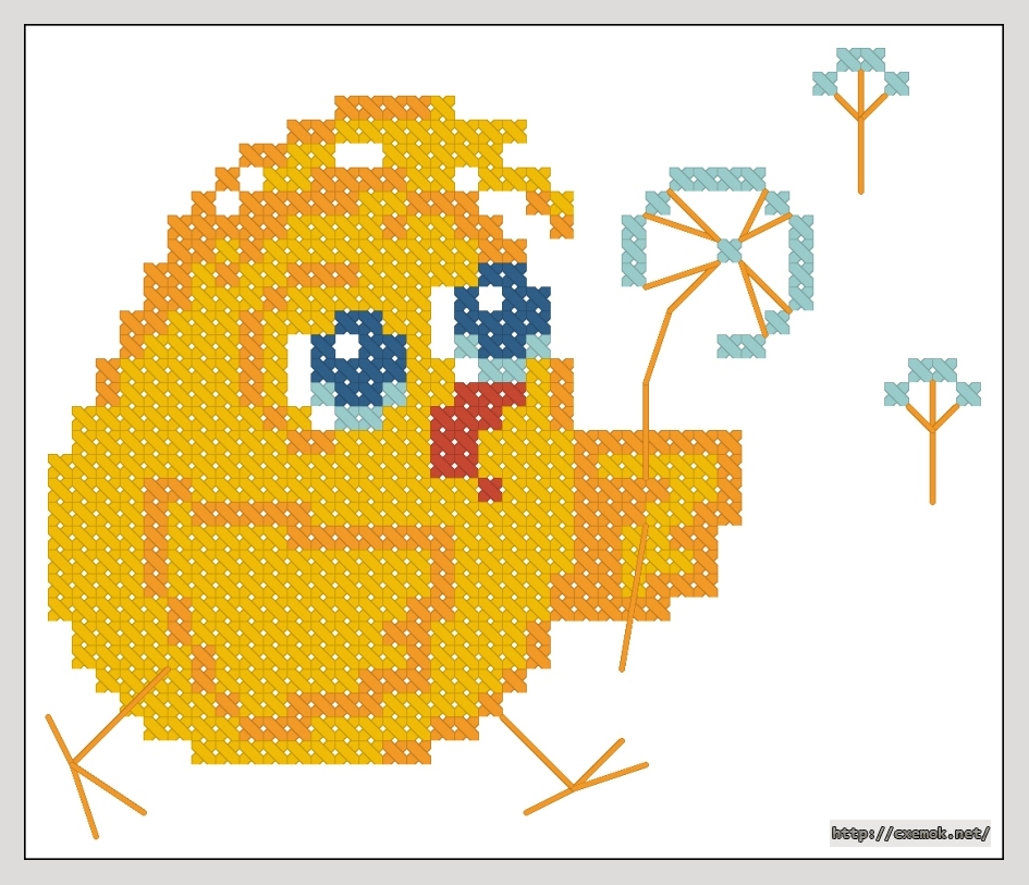 Download embroidery patterns by cross-stitch  - Цыпленок с одуванчиком, author 