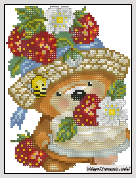 Download embroidery patterns by cross-stitch  - Медвежонок с клубникой, author 
