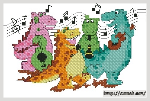 Download embroidery patterns by cross-stitch  - Rocking dinos, author 