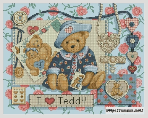Завантажити схеми вишивки нитками / хрестом  - I love teddy, автор 