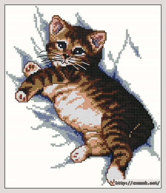 Скачать схему вышивки нитками Kitten, автор 