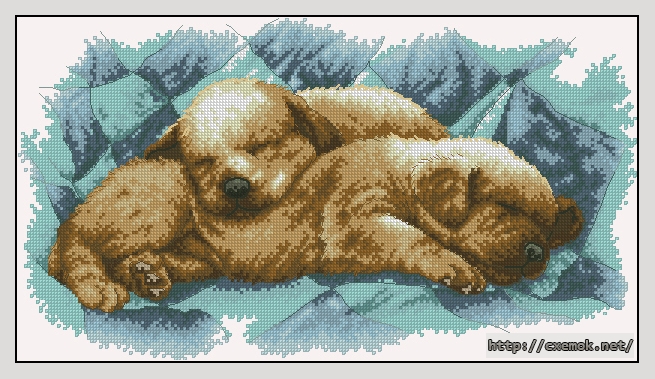 Download embroidery patterns by cross-stitch  - Peaseful puppies, author 