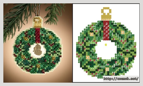 Download embroidery patterns by cross-stitch  - Emerald wreath, author 