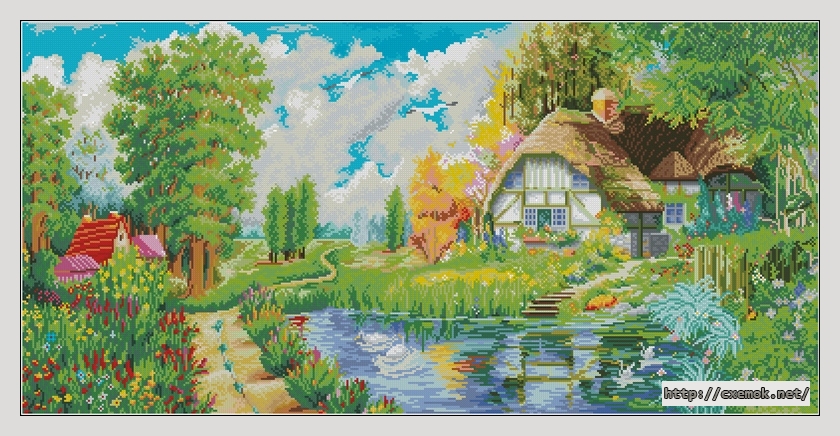 Download embroidery patterns by cross-stitch  - A cottage home, author 