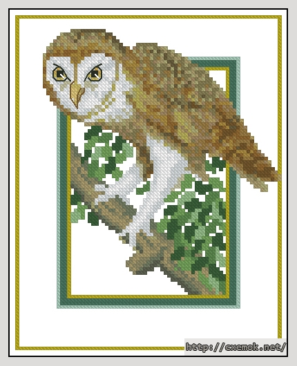 Скачать схему вышивки нитками Great Britain-Owl, автор 