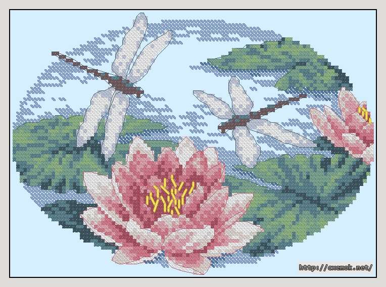 Скачать схемы вышивки нитками / крестом  - Fragrant water lily, автор 