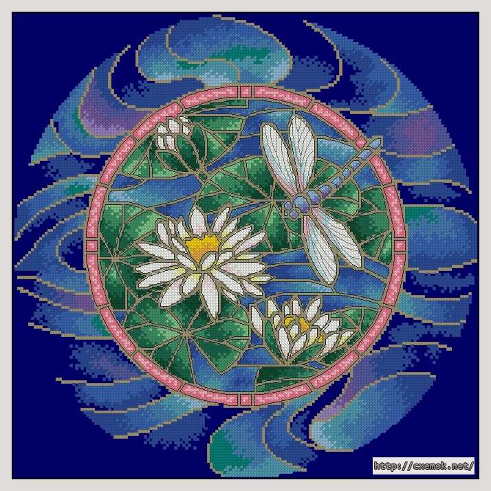 Download embroidery patterns by cross-stitch  - Dragonfly pond, author 
