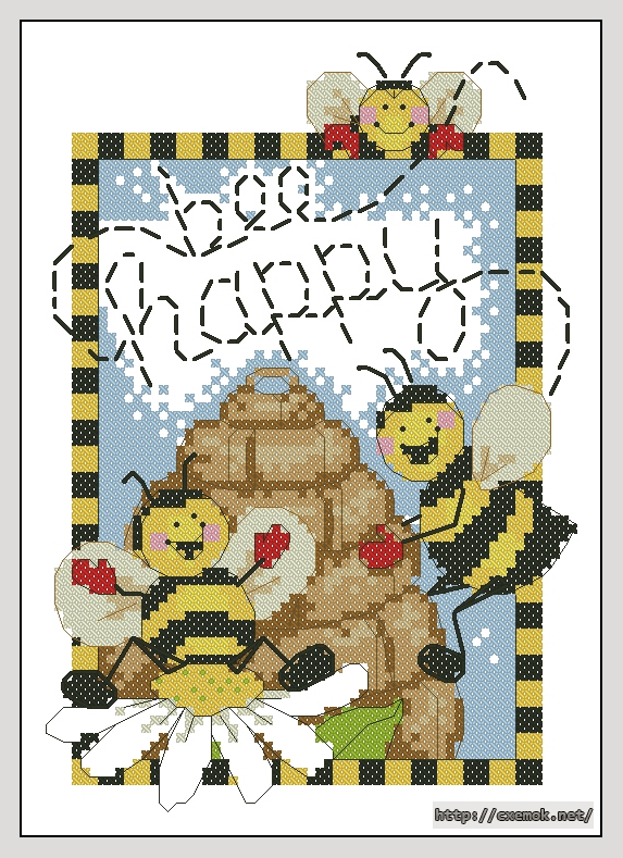 Download embroidery patterns by cross-stitch  - Happy bees, author 