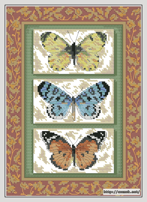 Download embroidery patterns by cross-stitch  - Butterfly triplex, author 