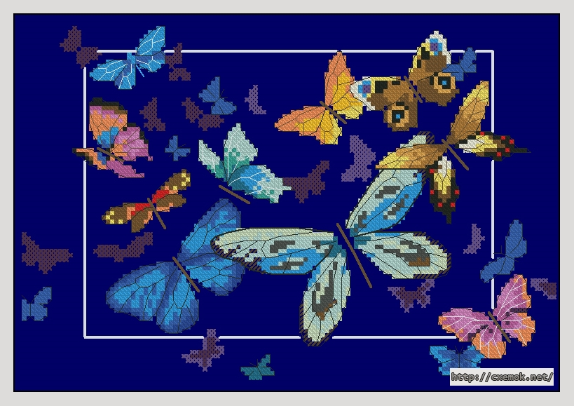 Скачать схемы вышивки нитками / крестом  - Exotic butterflies, автор 