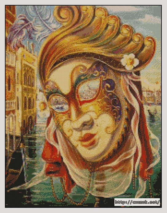 Скачать схему вышивки нитками Венецианская маска, автор 