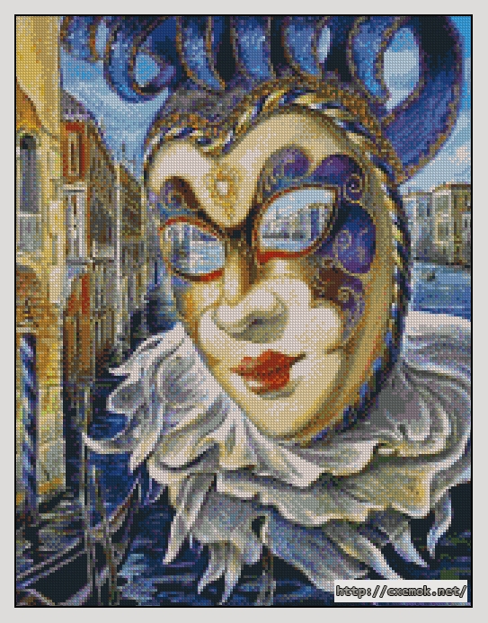 Скачать схему вышивки нитками Венецианская маска, автор 