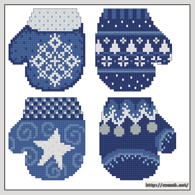 Download embroidery patterns by cross-stitch  - Guantes
