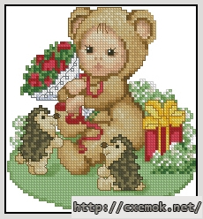 Скачать схемы вышивки нитками / крестом  - Mother''s day teddybear baby, автор 
